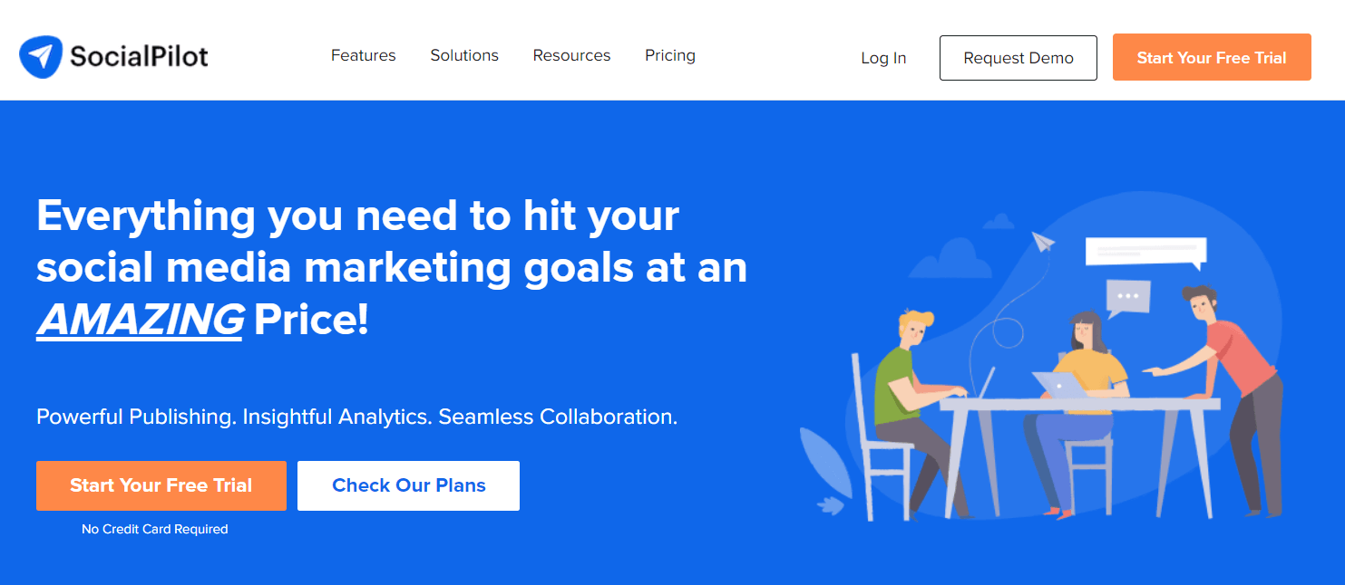 A screenshot of SocialPilot's website.