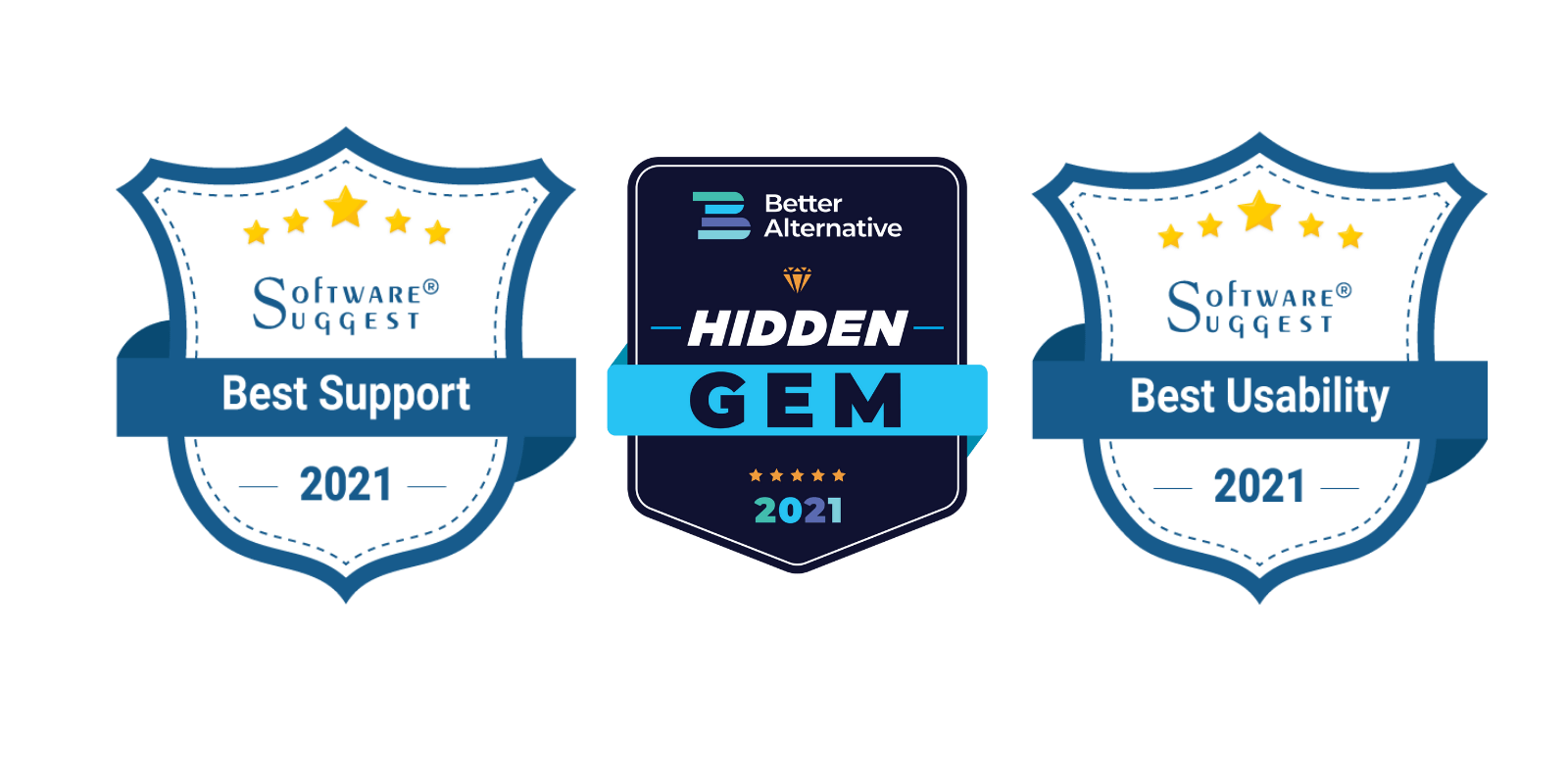 A graphic showing LearnWorlds' SoftwareSuggest and Better Alternative badges.