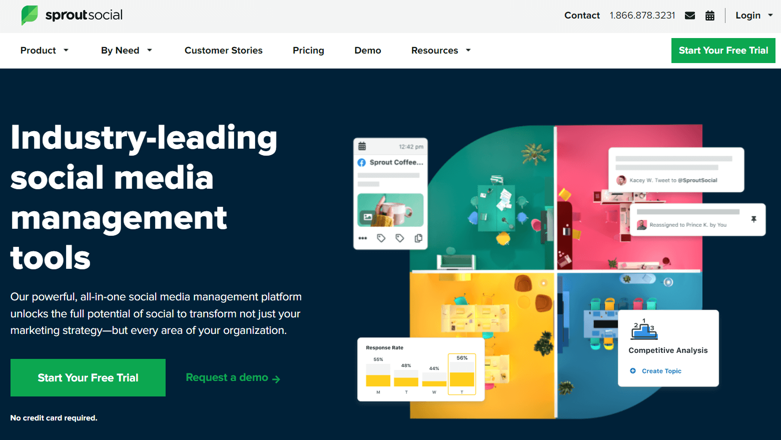 A screenshot of SproutSocial's website