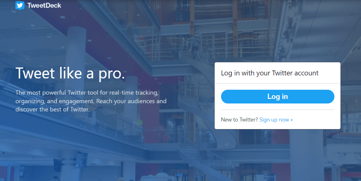 A screenshot of TweetDeck's website.