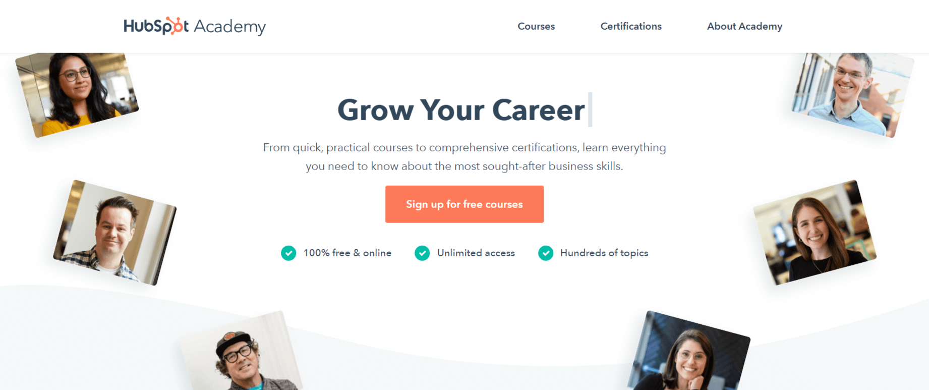 A screenshot of HubSpot's academy website