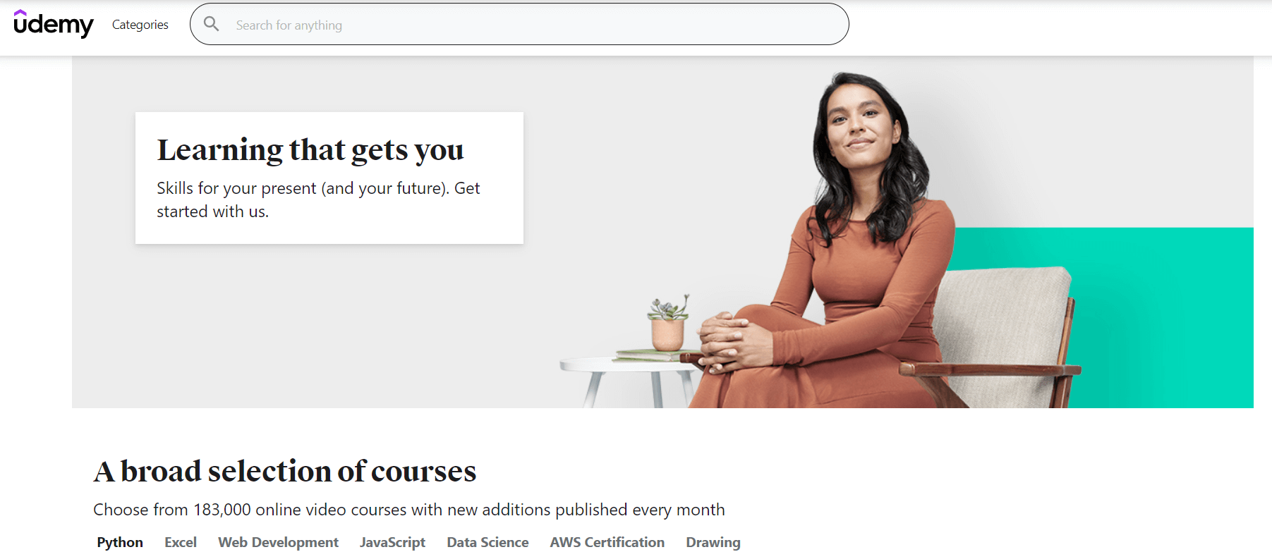 A screenshot of Udemy's website banner.