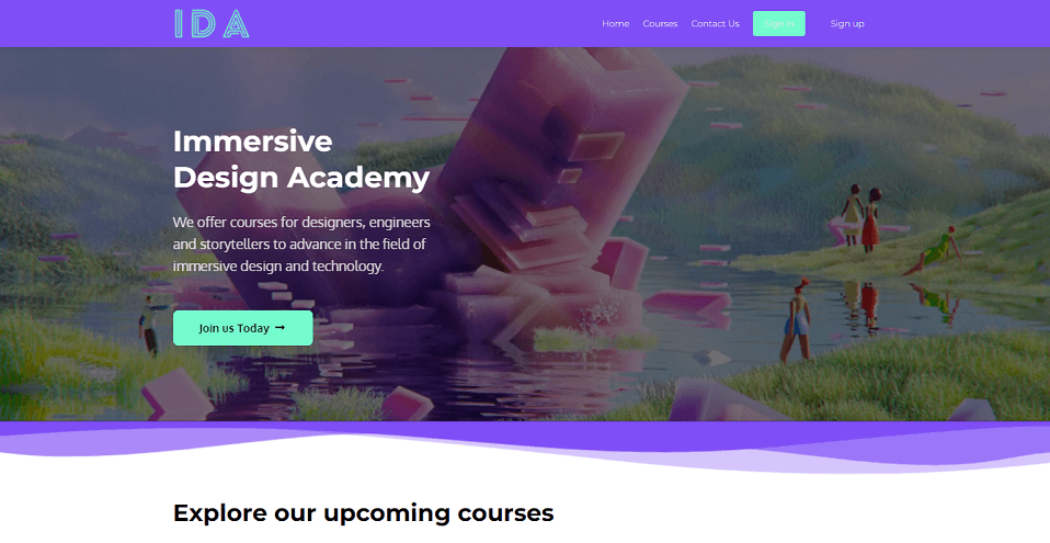 Example screenshot of the Immersive Academy
