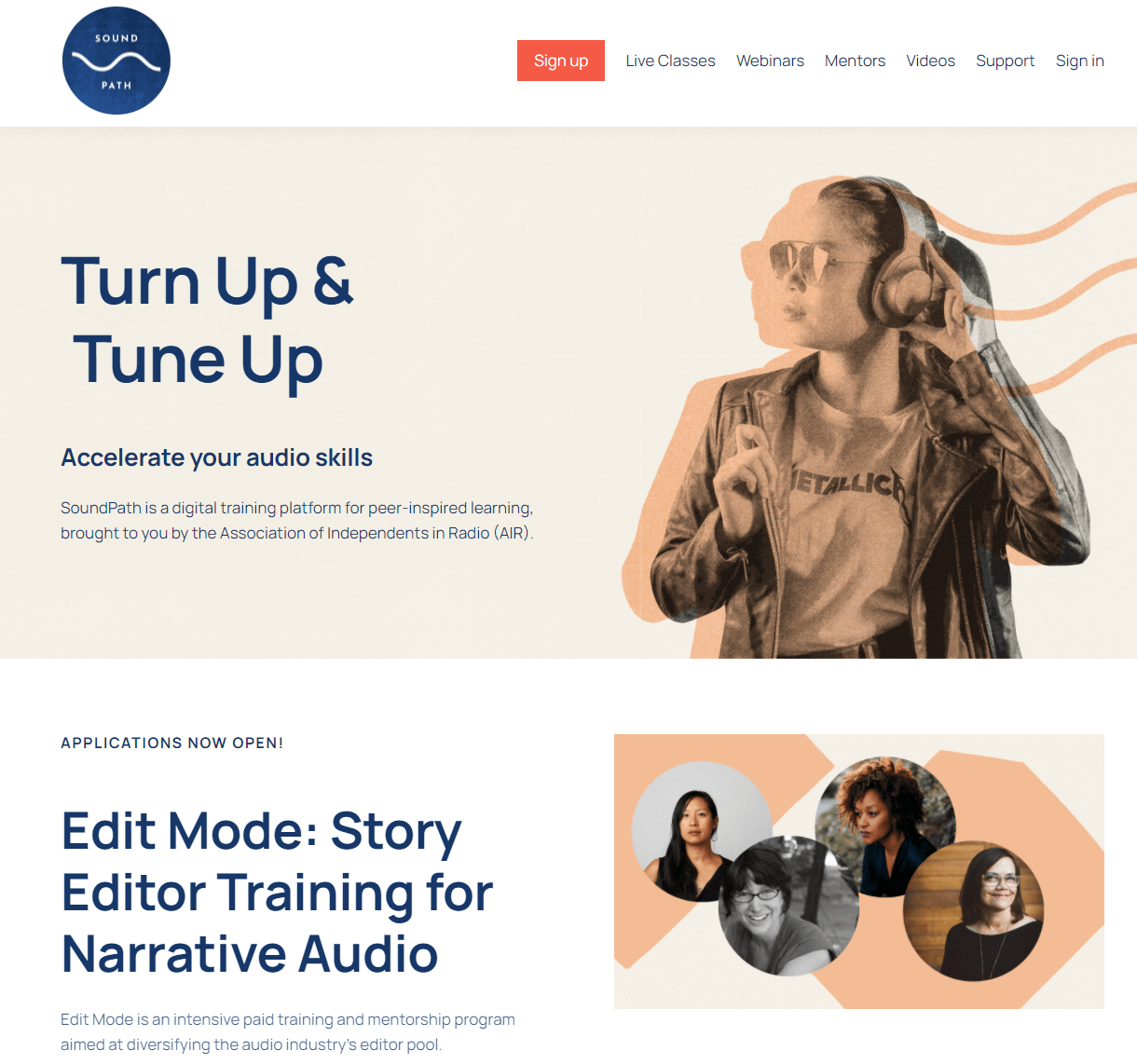 A screenshot of a beautiful example of an online school by Soundpath.