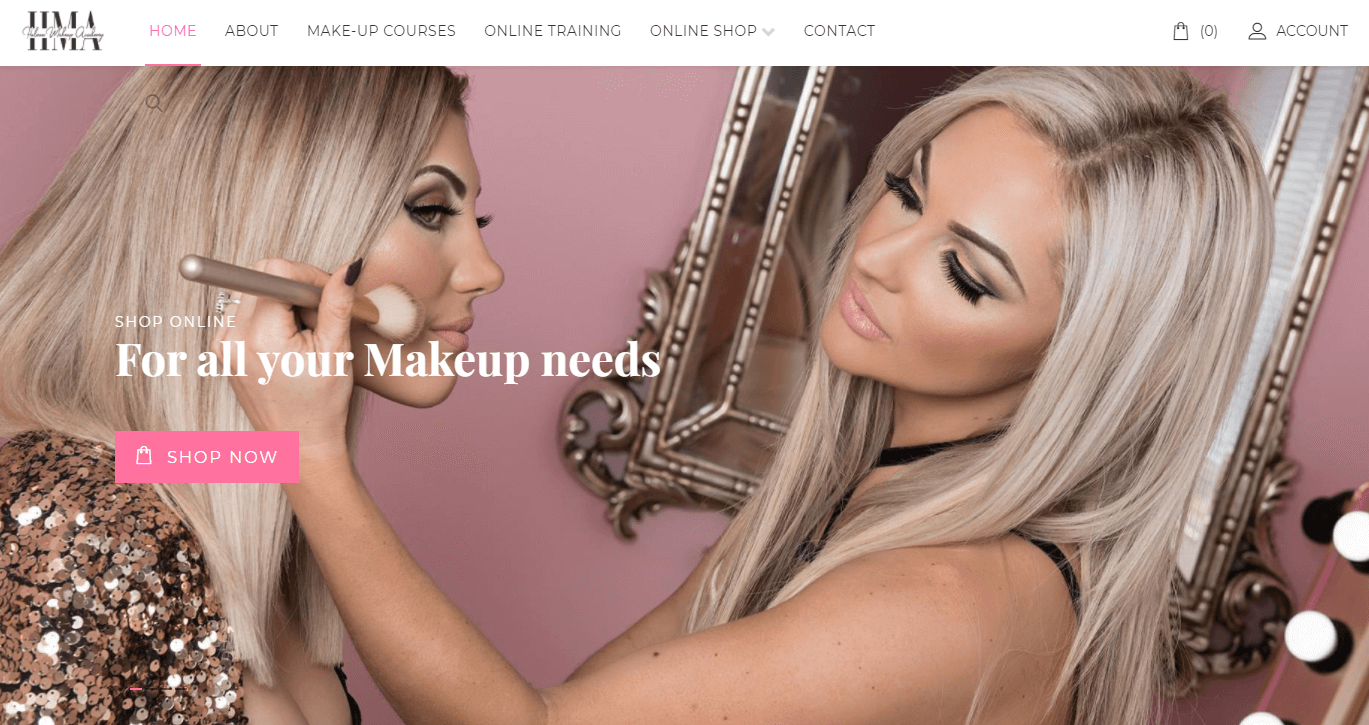 The Makeup academy HMA's home page.