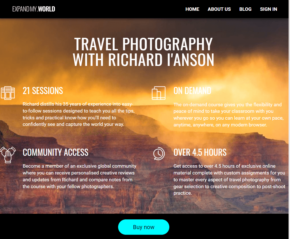 The homepage of the photography educator Richard I'Anson.