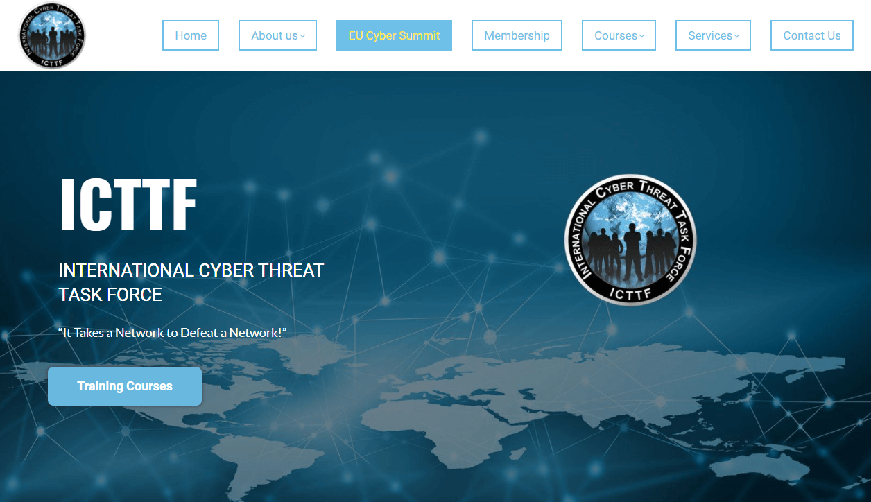A screenshot of the cyber threat school ICTTF.
