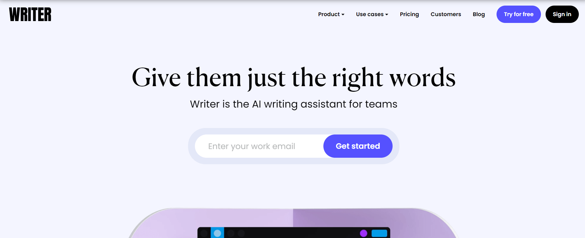 screenshot from Writer AI writing tool