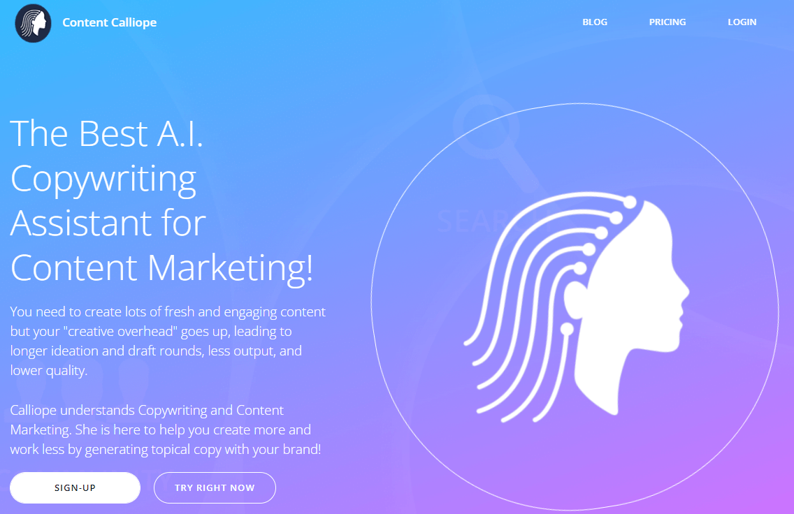 screenshot from Content Calliope AI writing tool