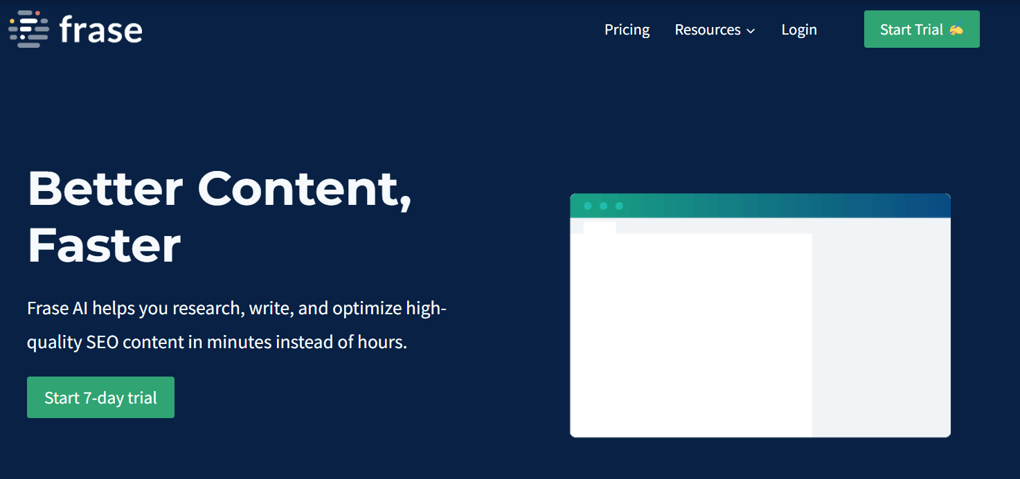 screenshot from Frase.io AI writing tool