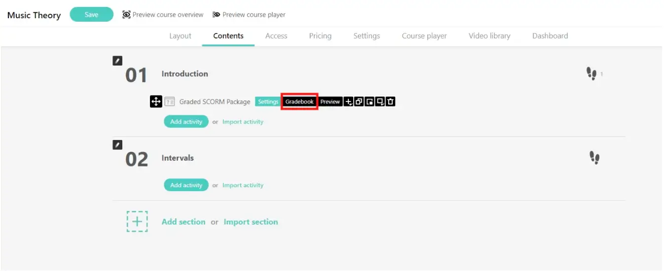 screenshot of LearnWorlds Gradebook