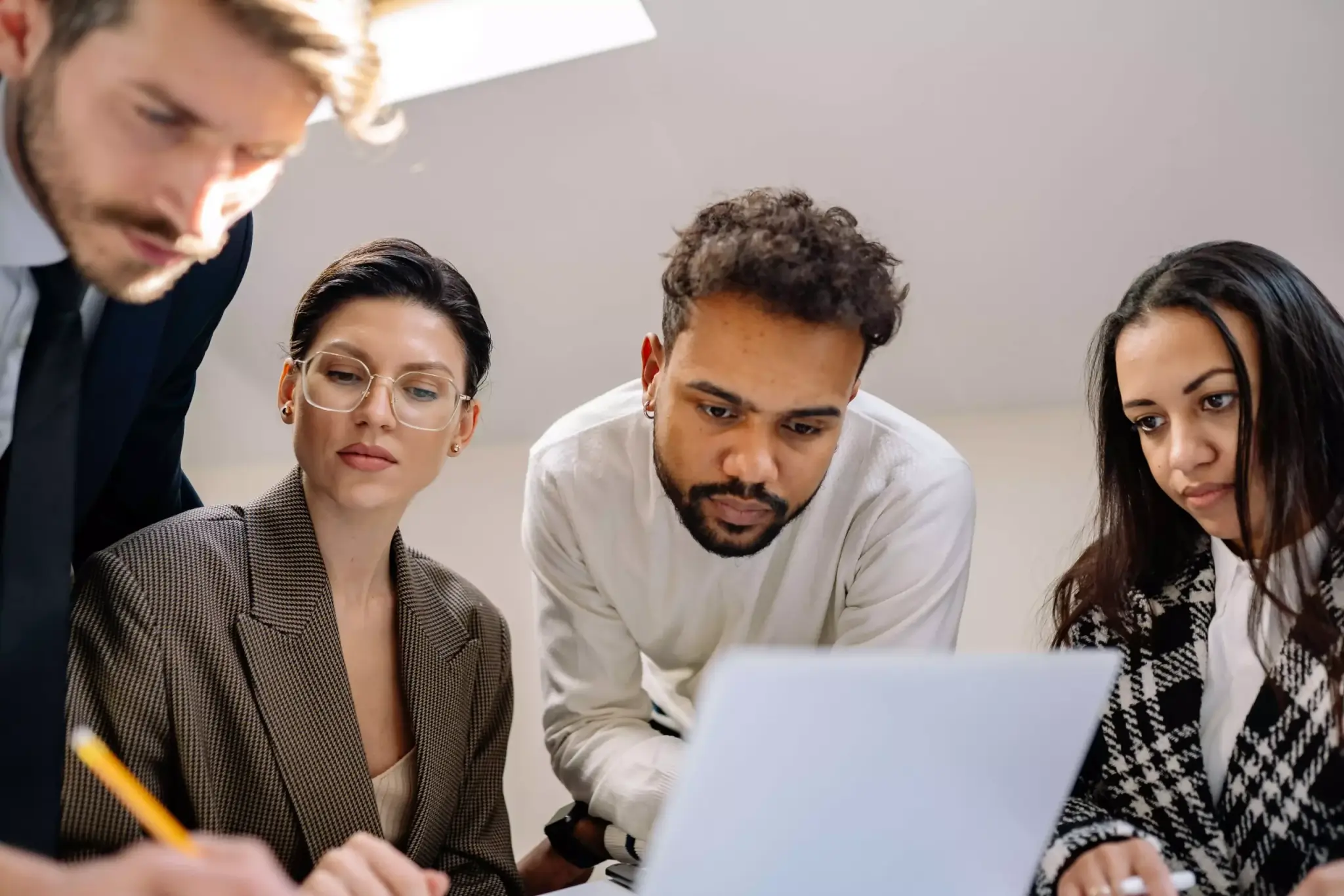 business team working with laptop