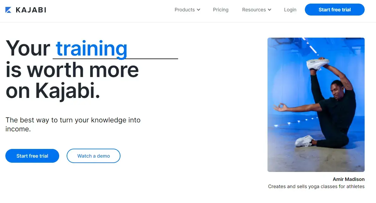 screenshot of Kajabi's homepage