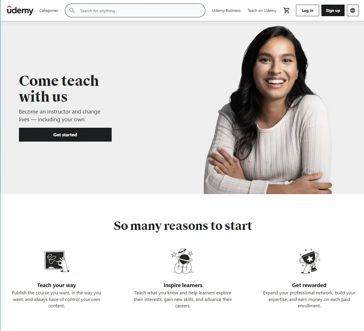 screenshot of Udemy's homepage