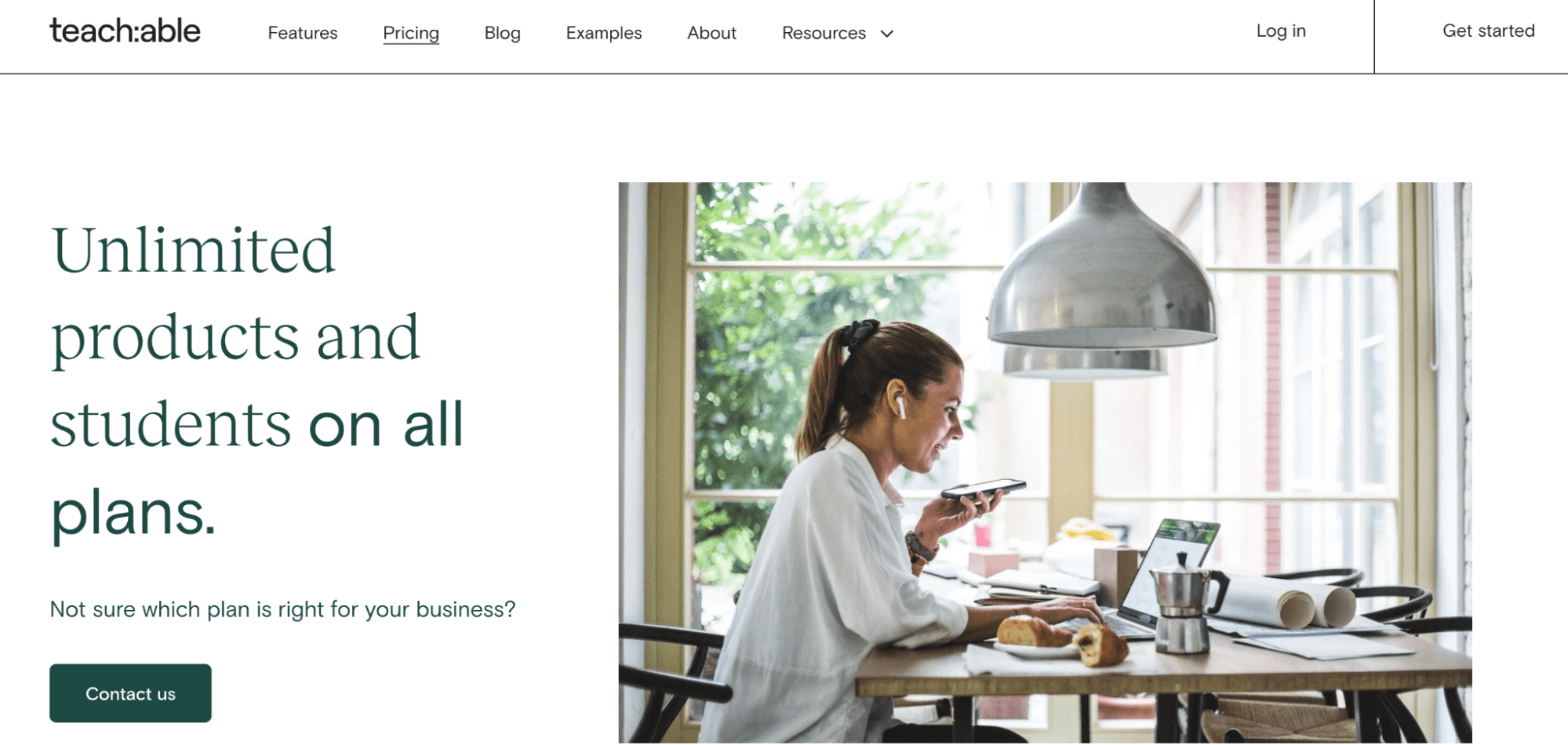 screenshot of Teachable's homepage