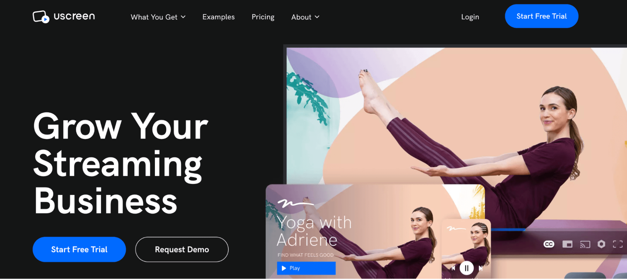 screenshot of Uscreen's homepage