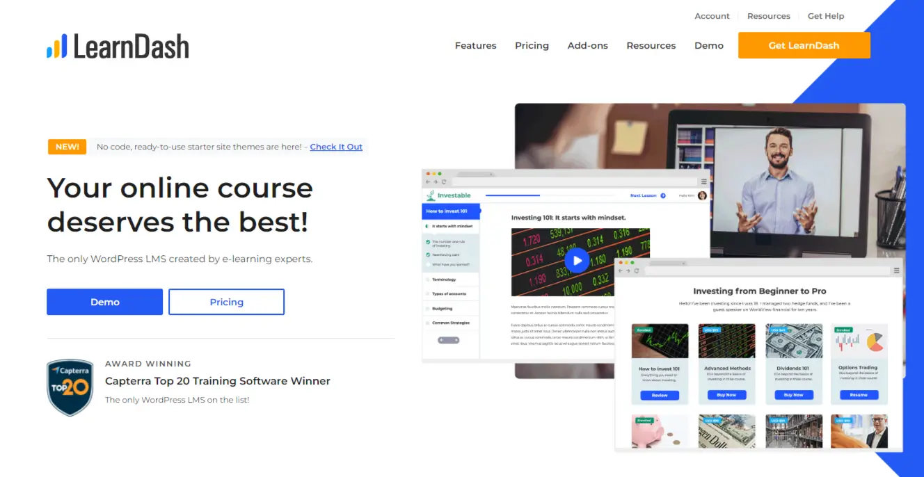 Screenshot of LearnDash's homepage