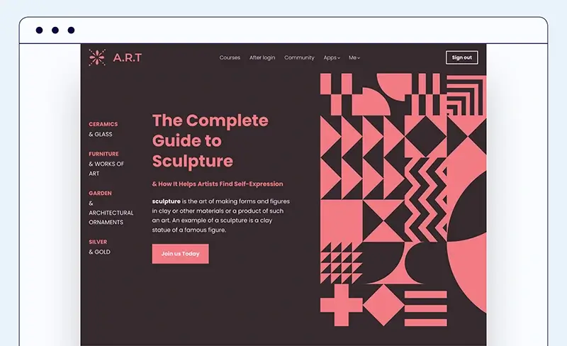 geometric designs web design trend 2022