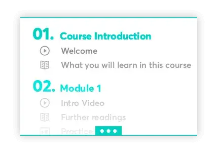 A template for professional and training courses, showing an example of the introduction sections.