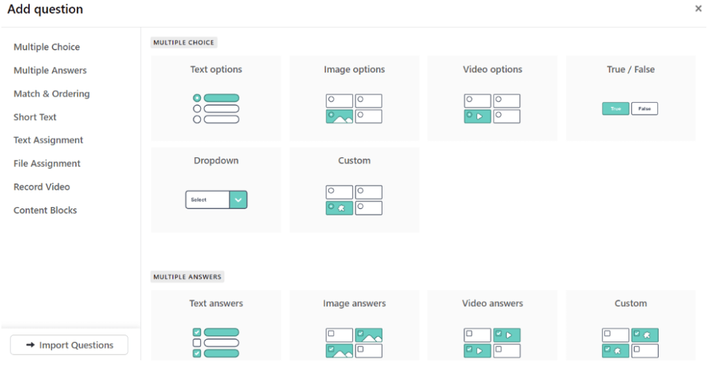 How to add assessment questions in LearnWorlds