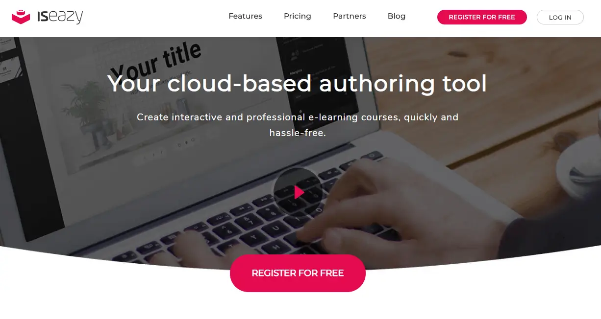 isEazy cloud authoring tool's website screenshot.