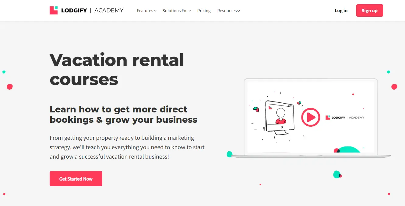 Lodgify Academy screenshot from the homepage