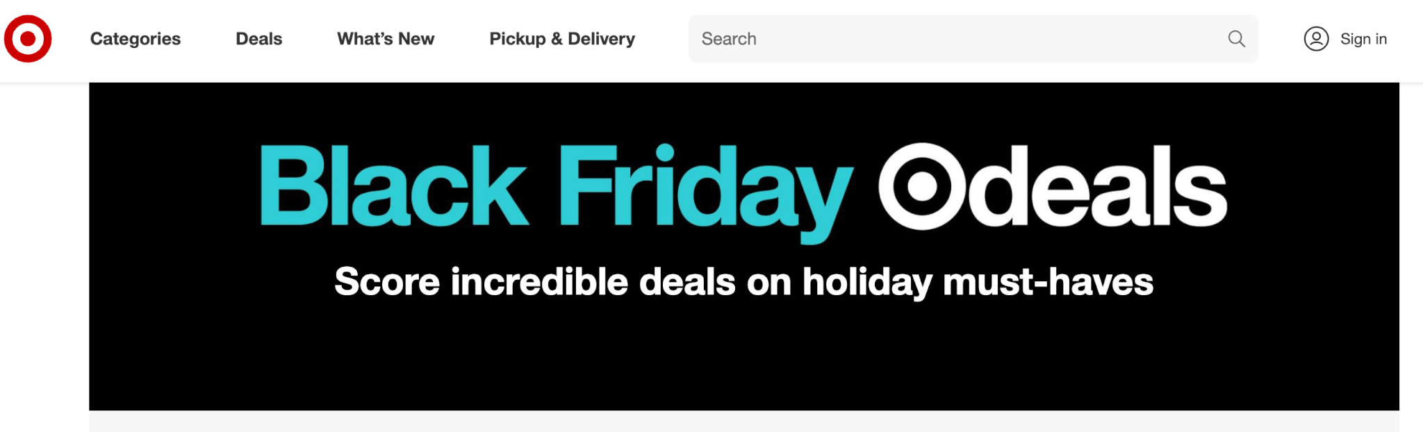 a screenshot of the Target website announcing Black Friday sales in black background