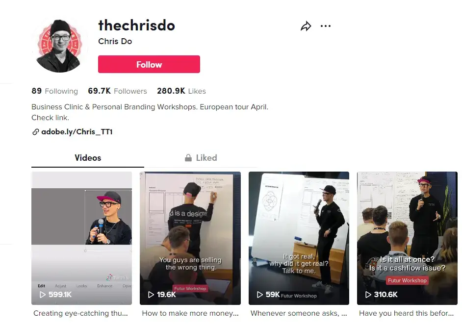 Chris Do TikTok account