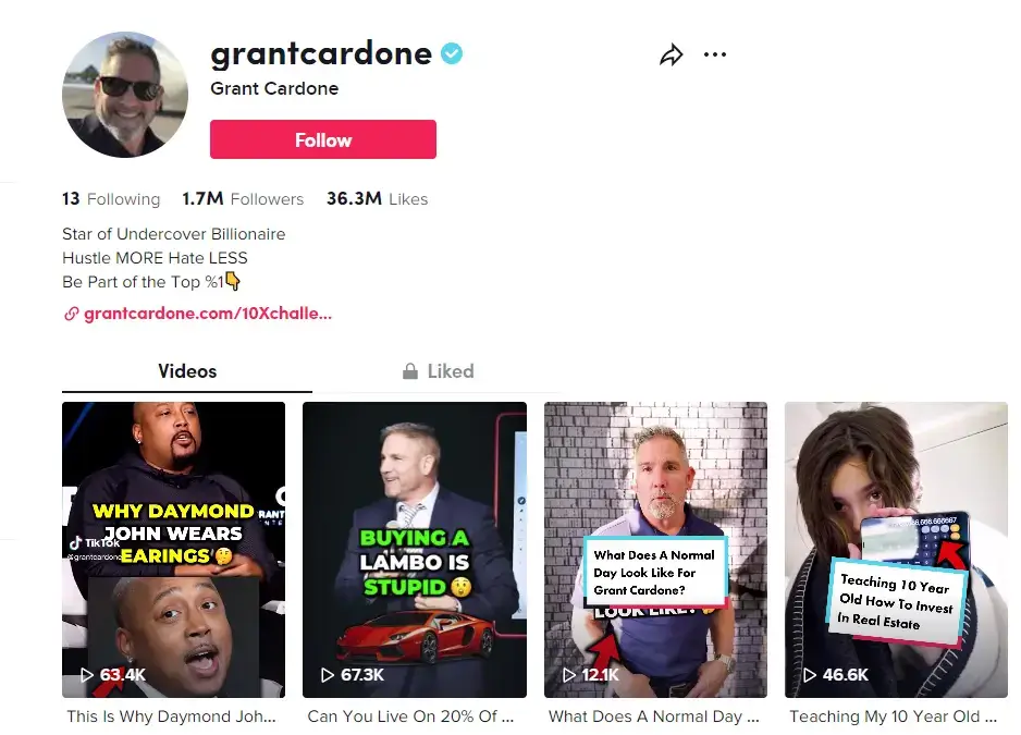 Grant Cardome TikTok account