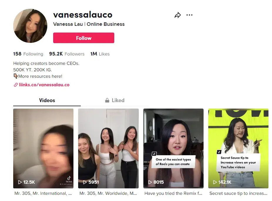 Vanessa Lau TikTok account