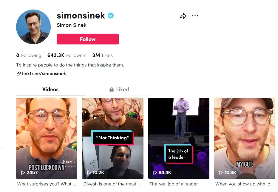 simon sinek TikTok account