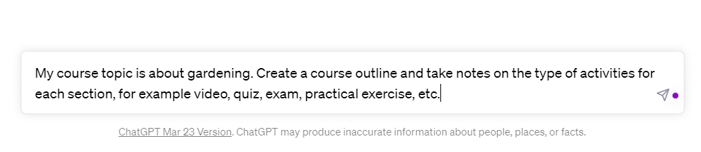 example of a chatgpt prompt to create a course outline