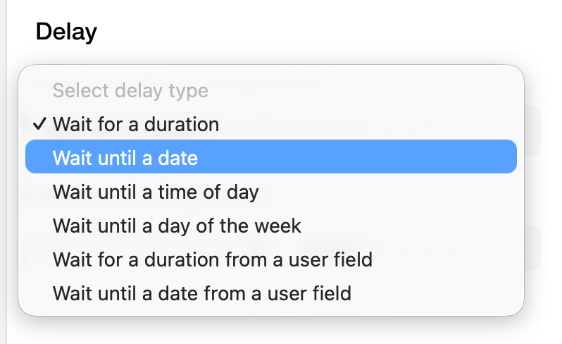 A screenshot showing the delay tab options.