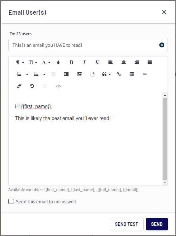 How an email looks in Thinkific