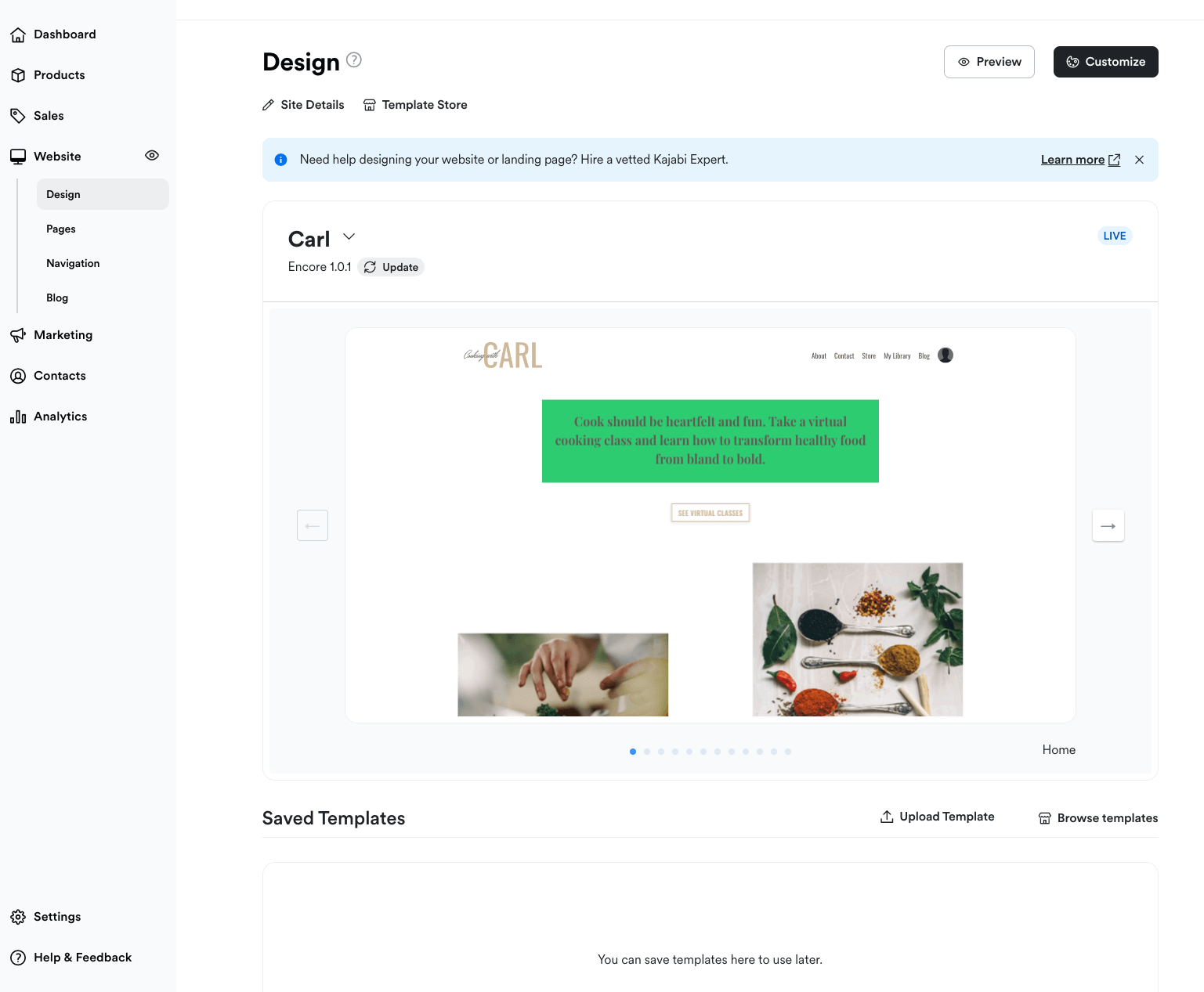 Building a website using Kajabi's templates.