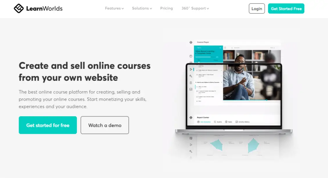 LearnWorlds home page. The top online course platform of our choice.