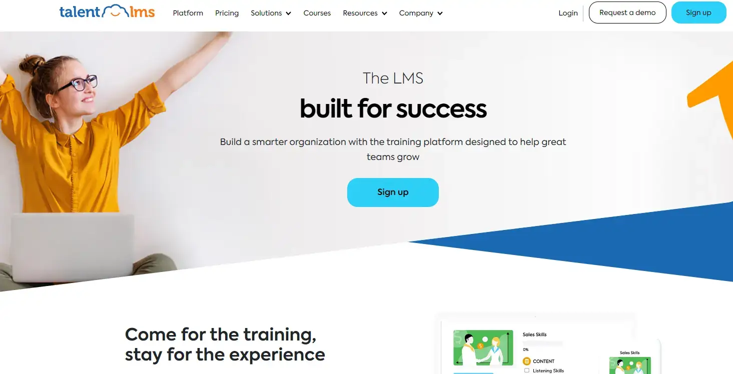 screenshot of TalentLMS homepage