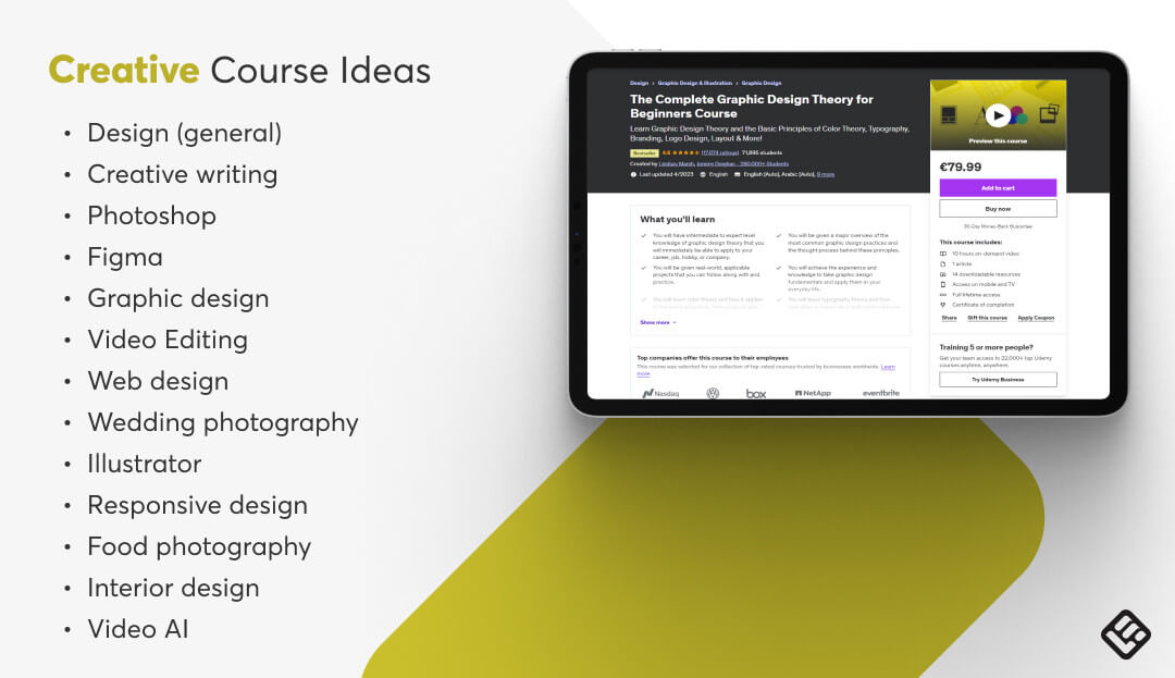 An example of creative courses from Udemy.