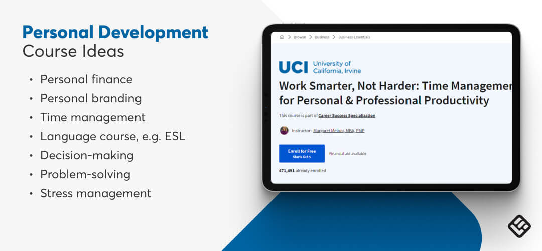 An example on a personal development course idea from Coursera.