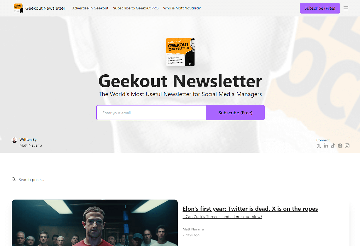 An example of an email landing page by Geekout.