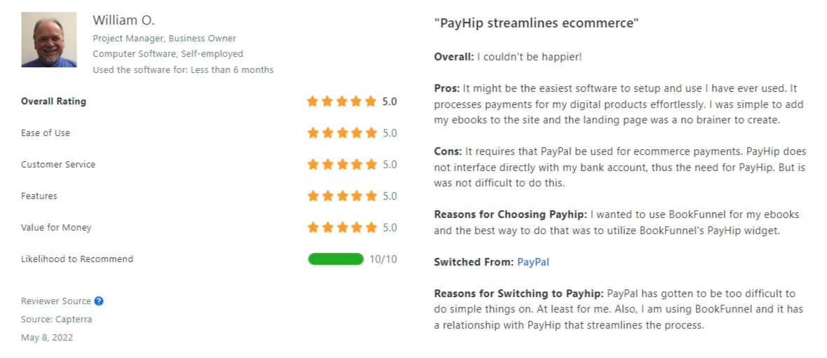 Payhip-Capterra-review