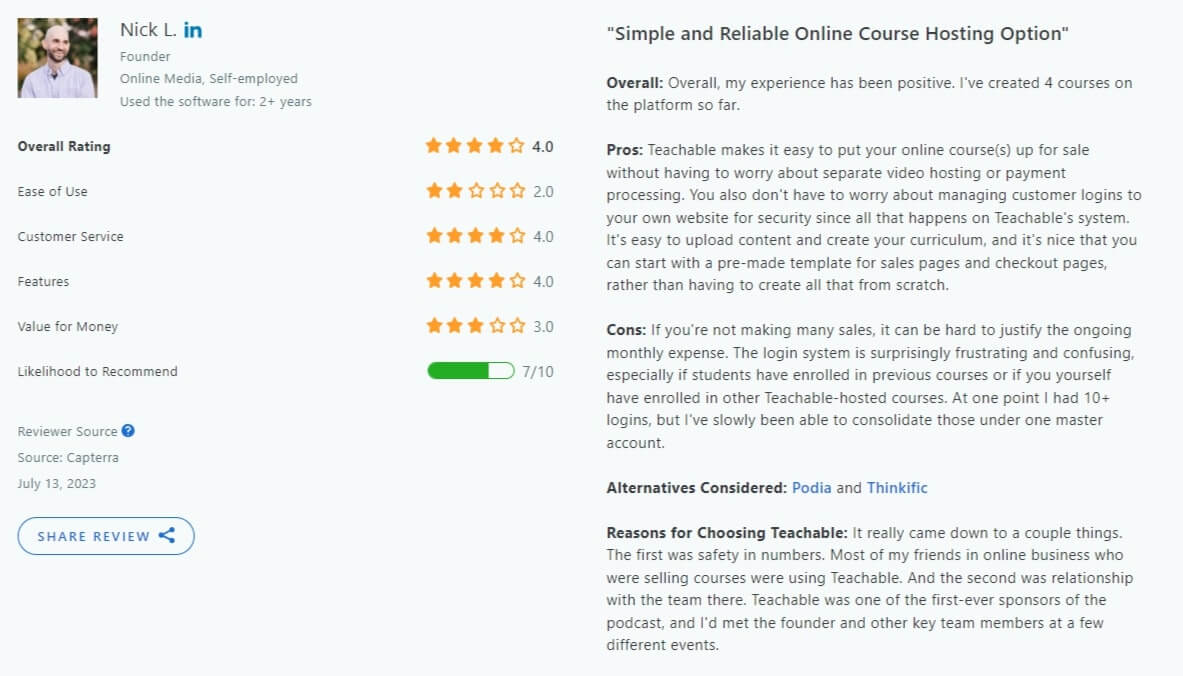 Teachable-Capterra-review