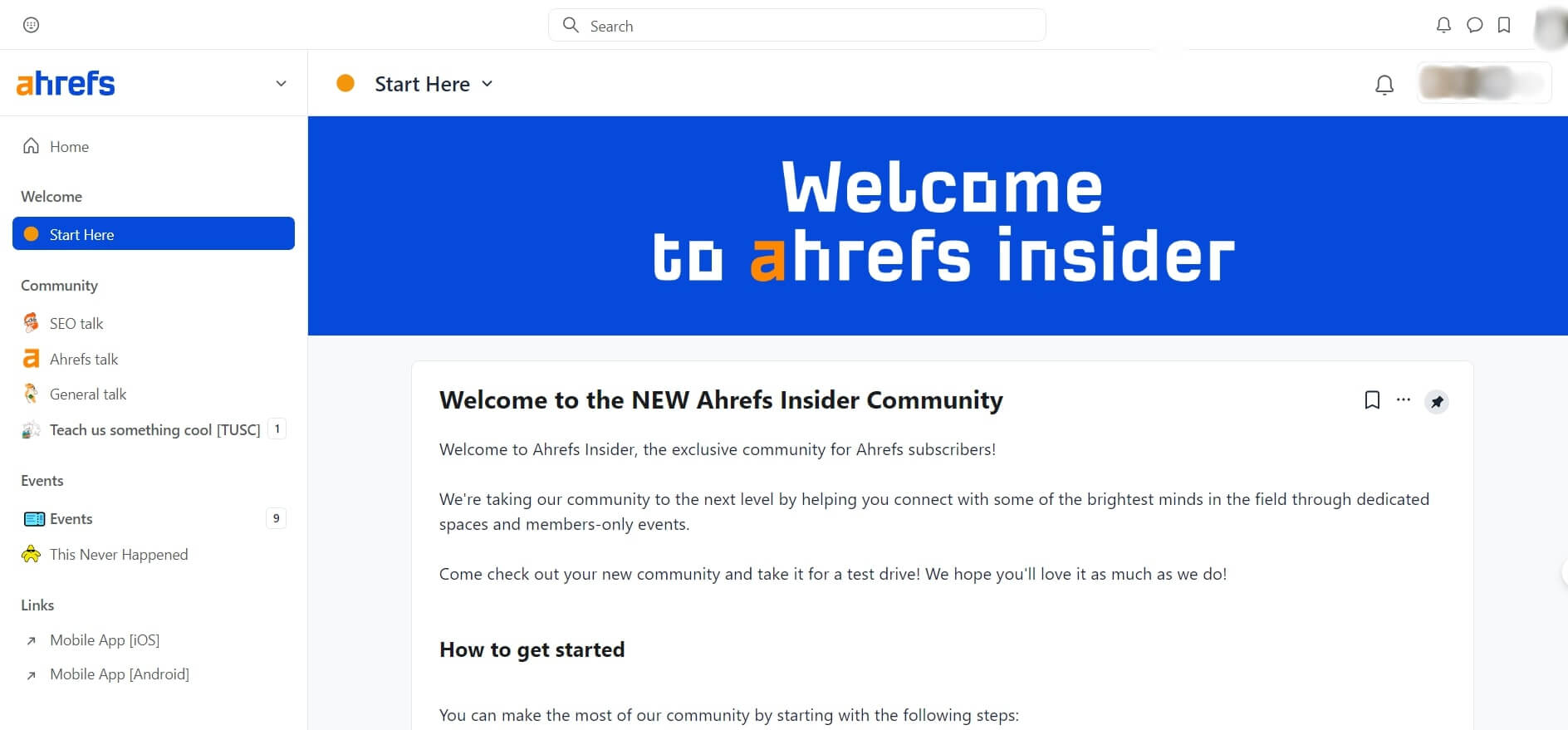 A screenshot of Ahrefs community page.