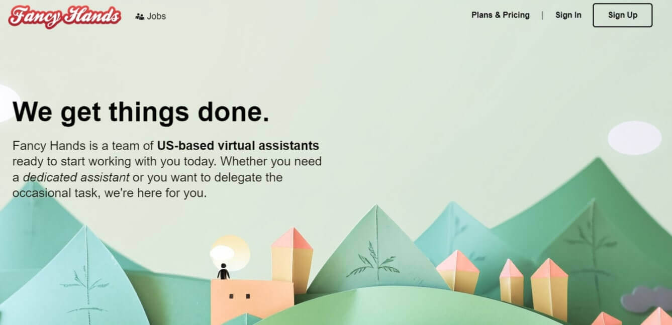 A screenshot of Fancy Hands website offering virtual assistance services.