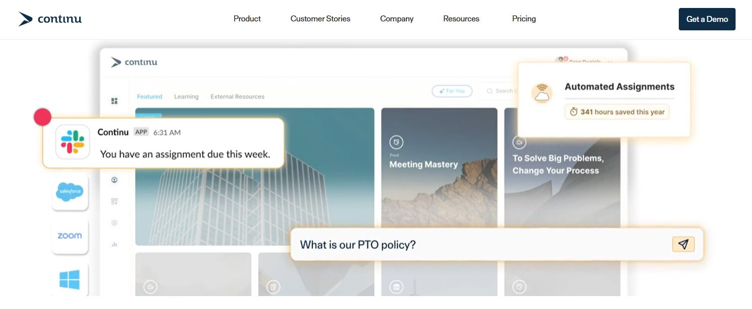 A screenshot of Continu's platform.