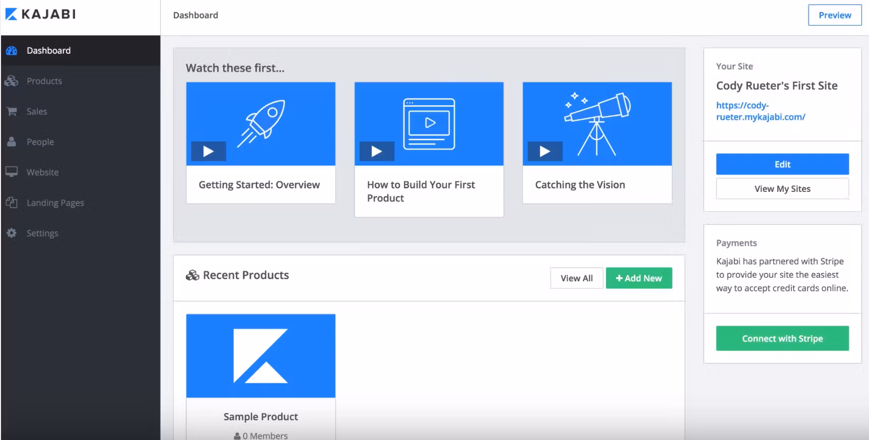 A screenshot of Kajabi's platform.