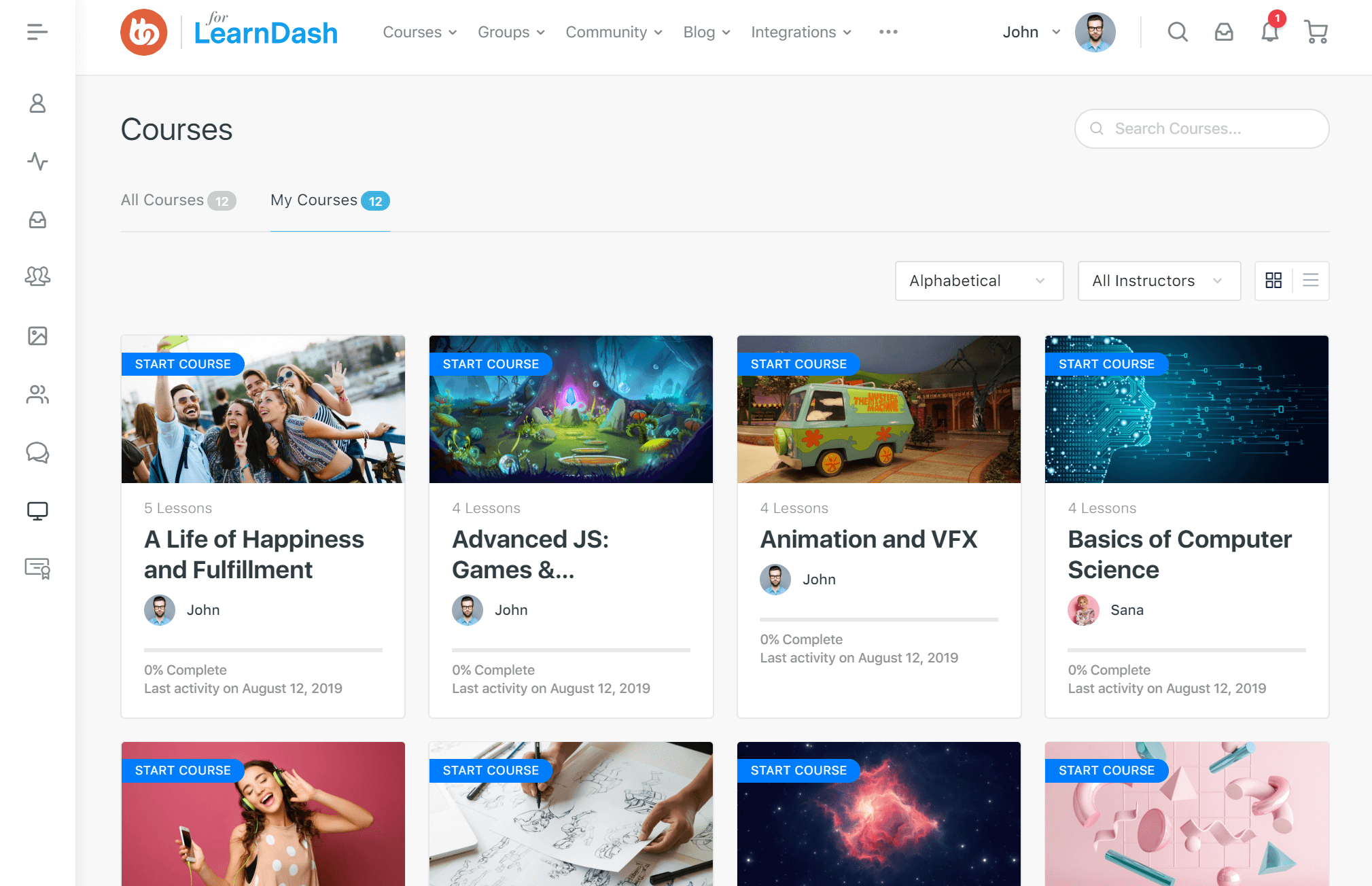A screenshot of LearnDash's platform.