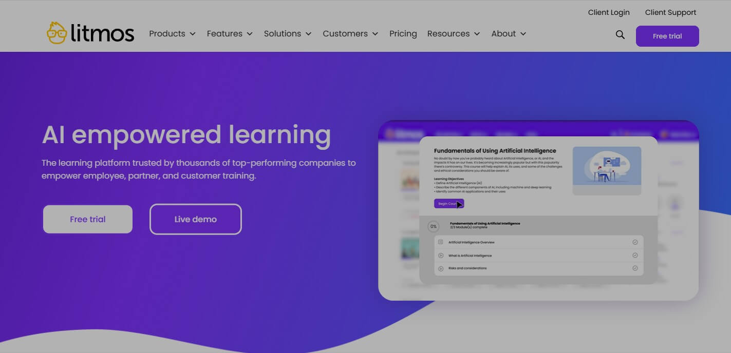 A screenshot of Litmos's platform.