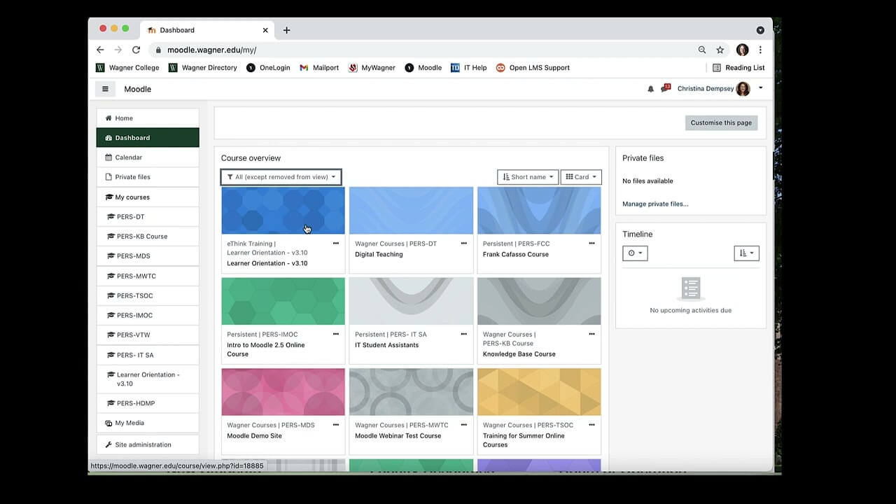 A screenshot of Moodle's platform.