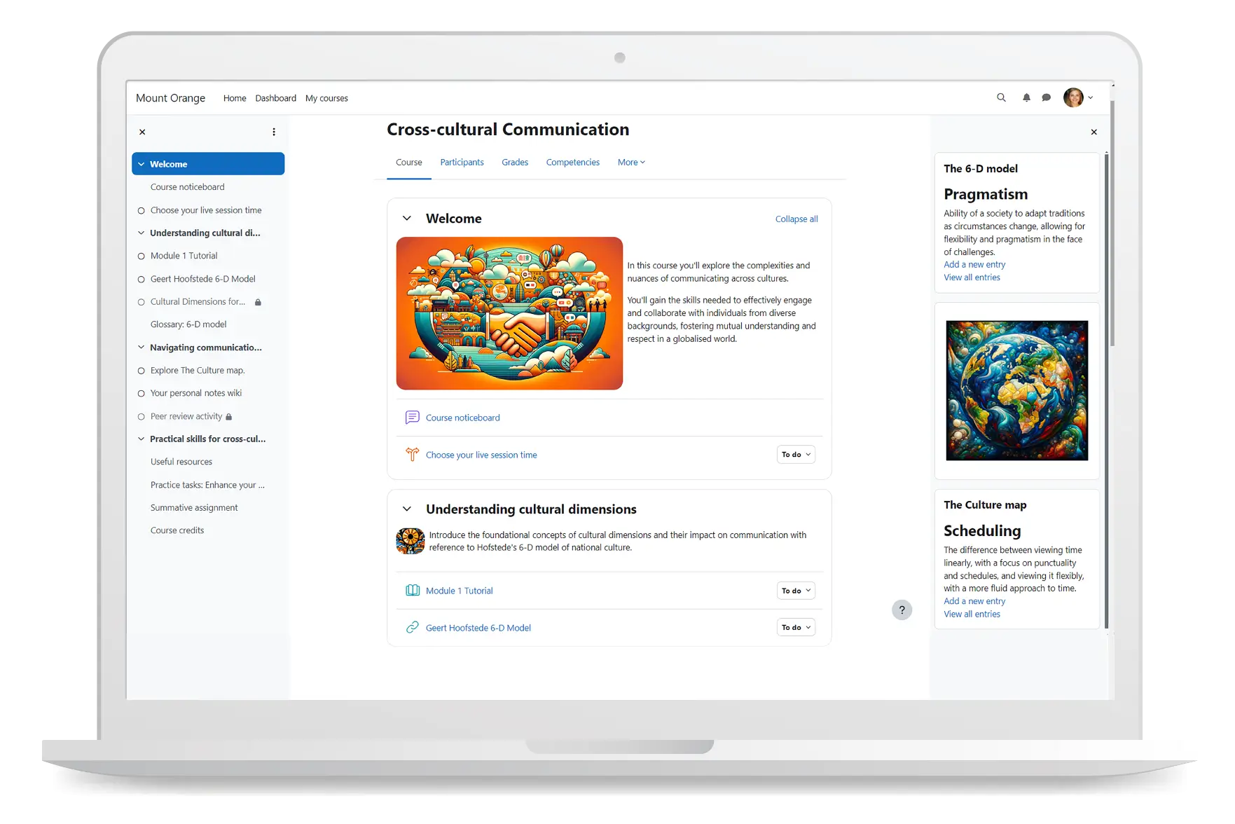 Moodle workplace course on cross-cultural communication